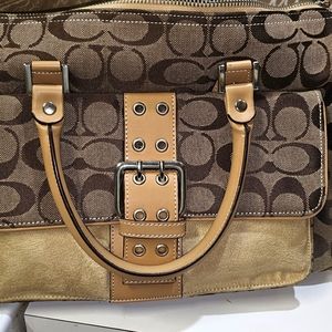 Y2K RESTORED SIGNIATURE MONOGRAM TAN LEATHER SATCHEL BAG